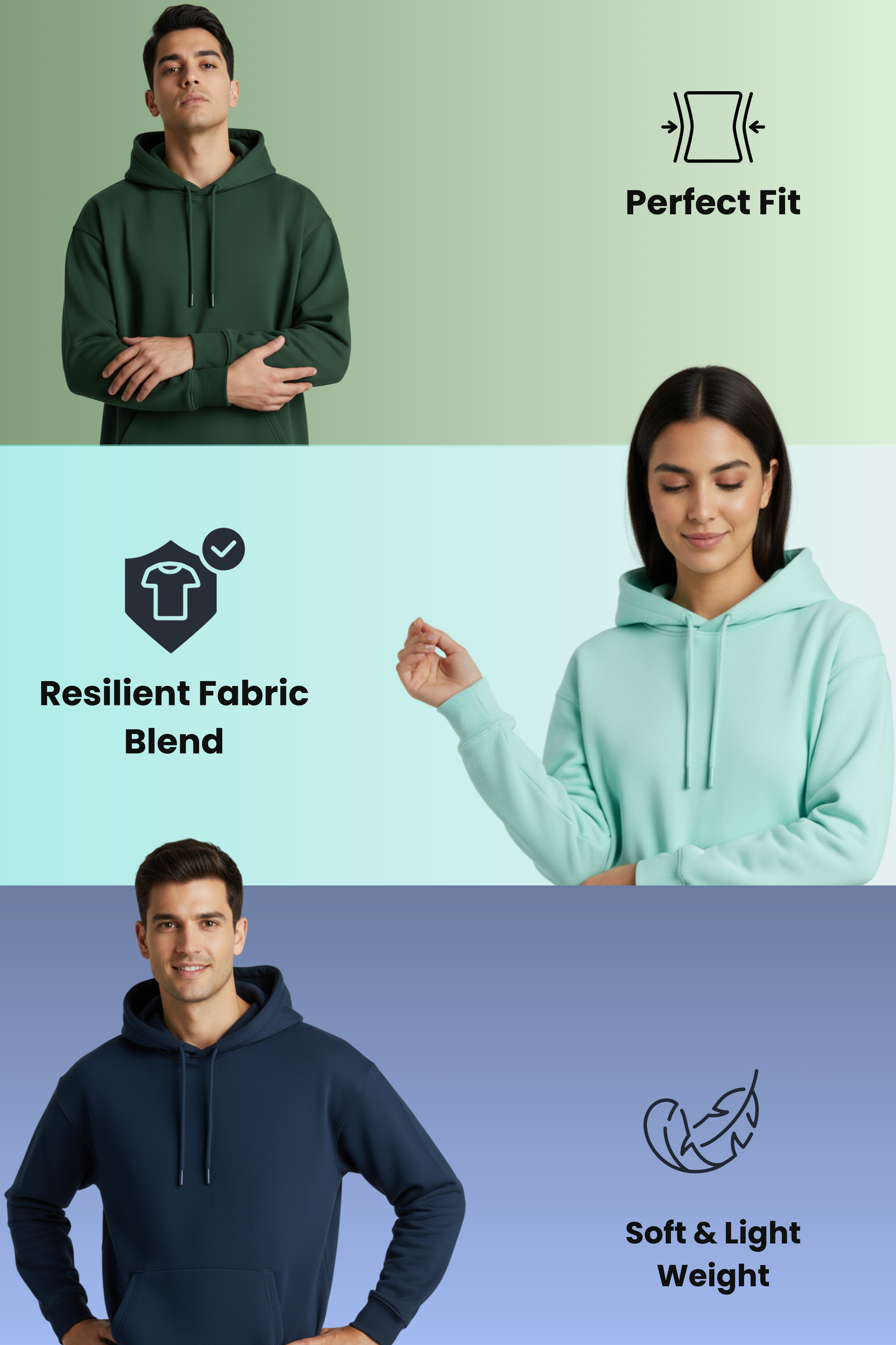 Men Regular Fit Hoodie Mint