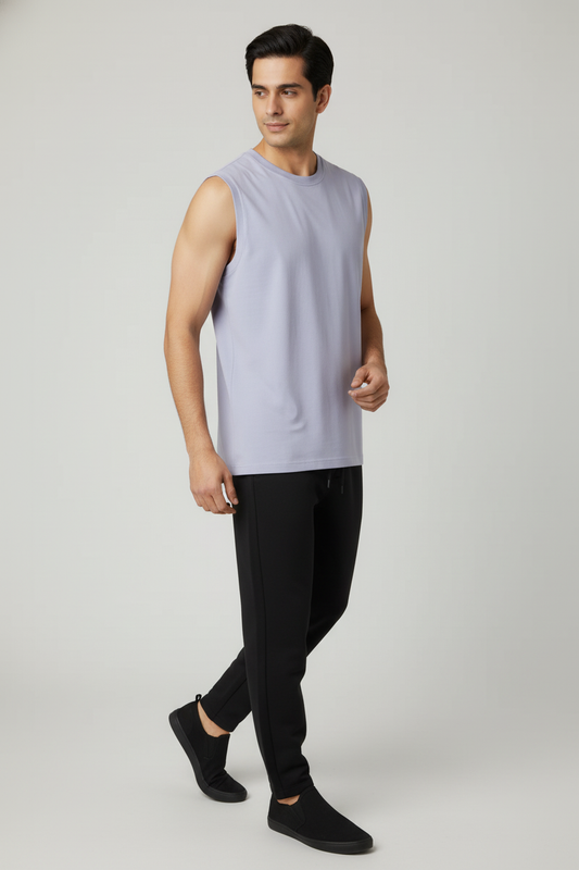 Men Regular Fit  Sleeveless T Shirt Lavender