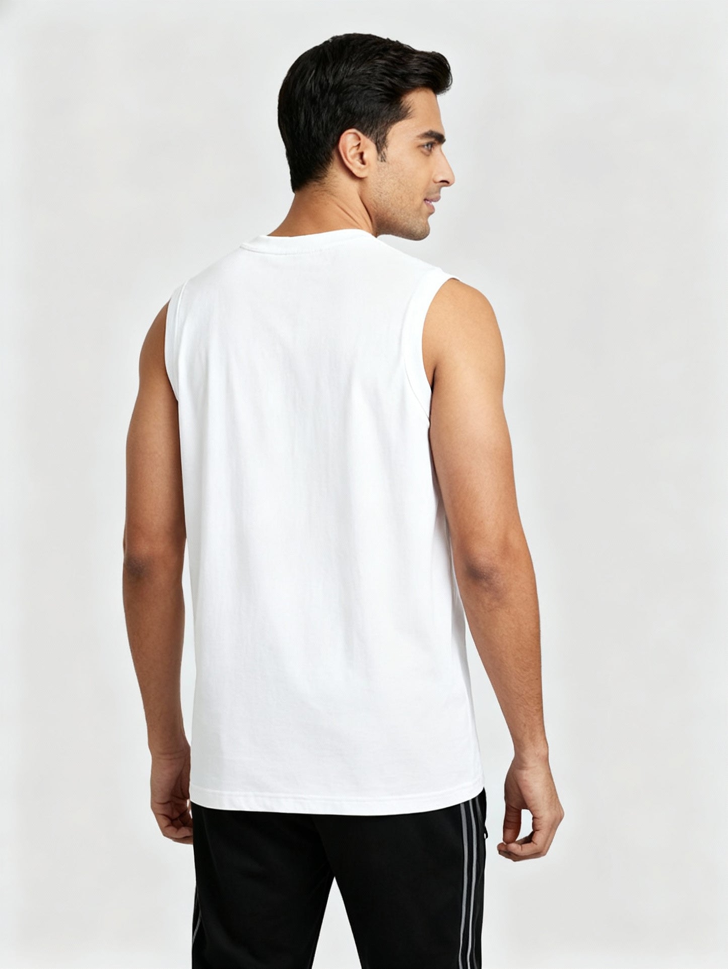 Men Regular Fit  Sleeveless T Shirt White