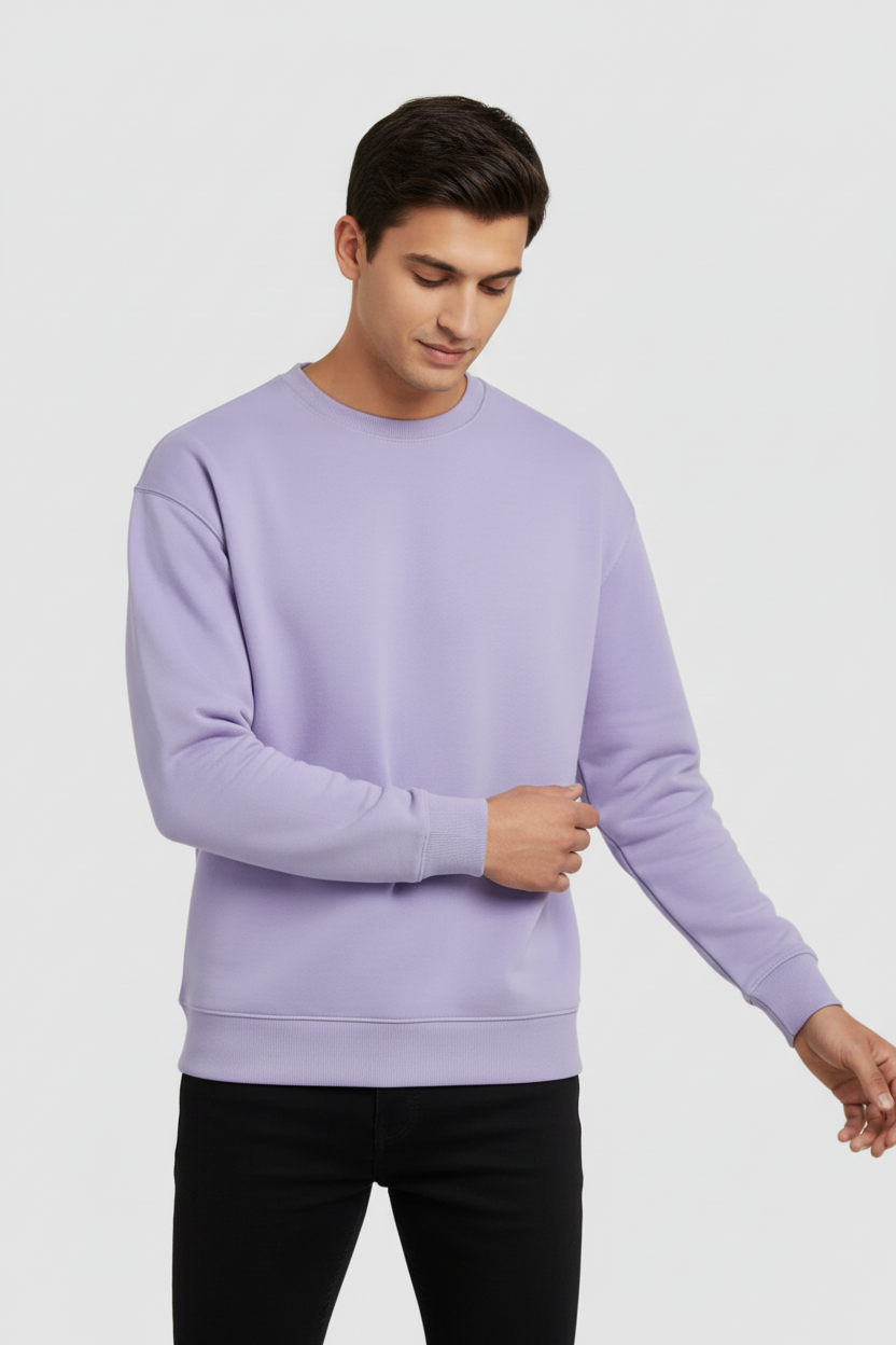 Men Regular Fit Sweatshirt Lavender