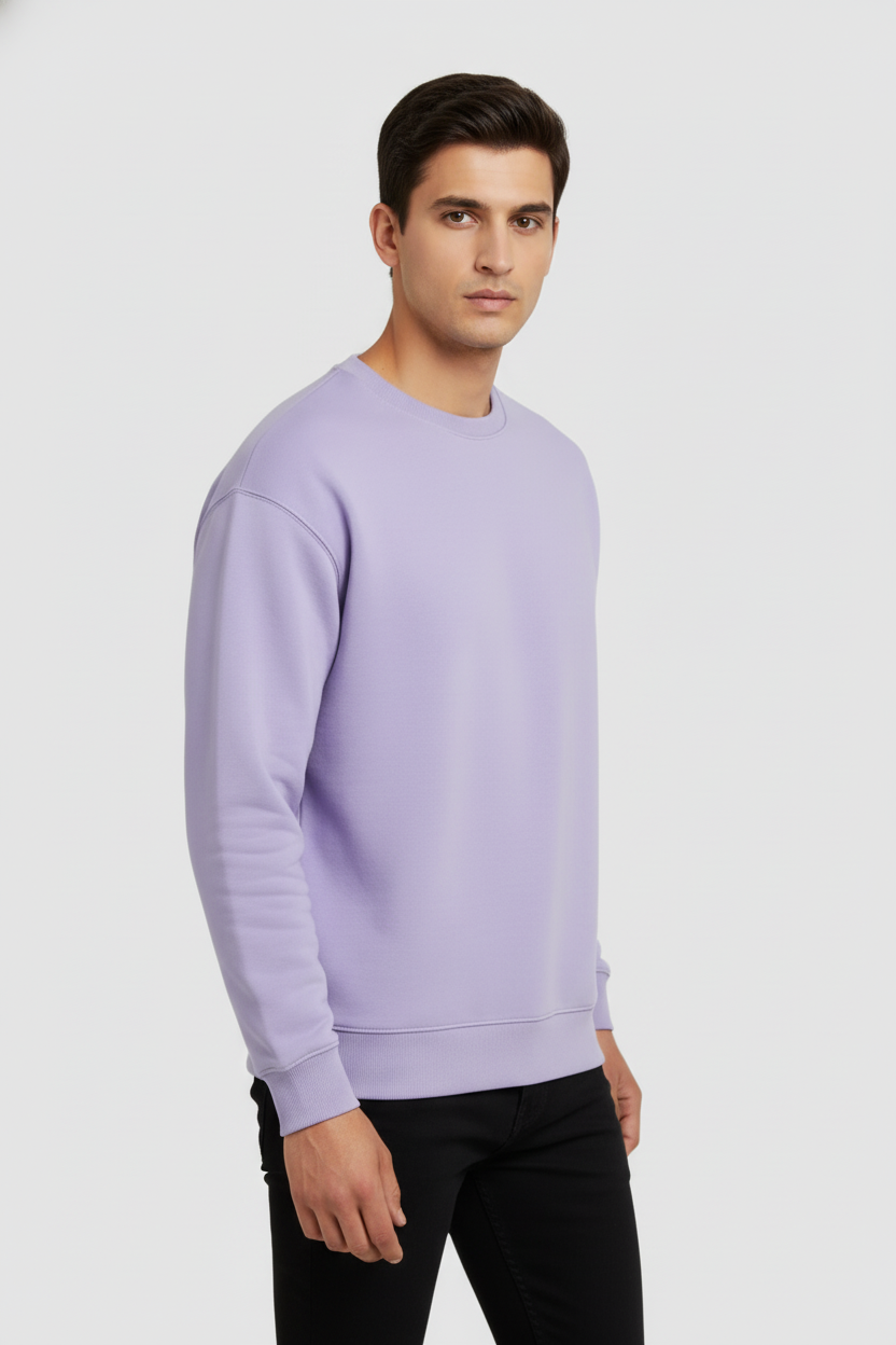 Men Regular Fit Sweatshirt Lavender
