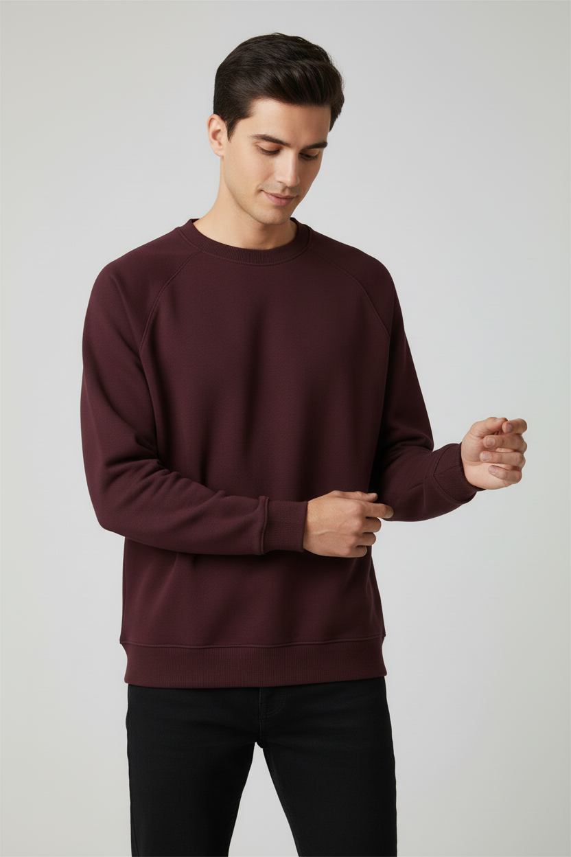 Men Regular Fit Sweatshirt Maroon