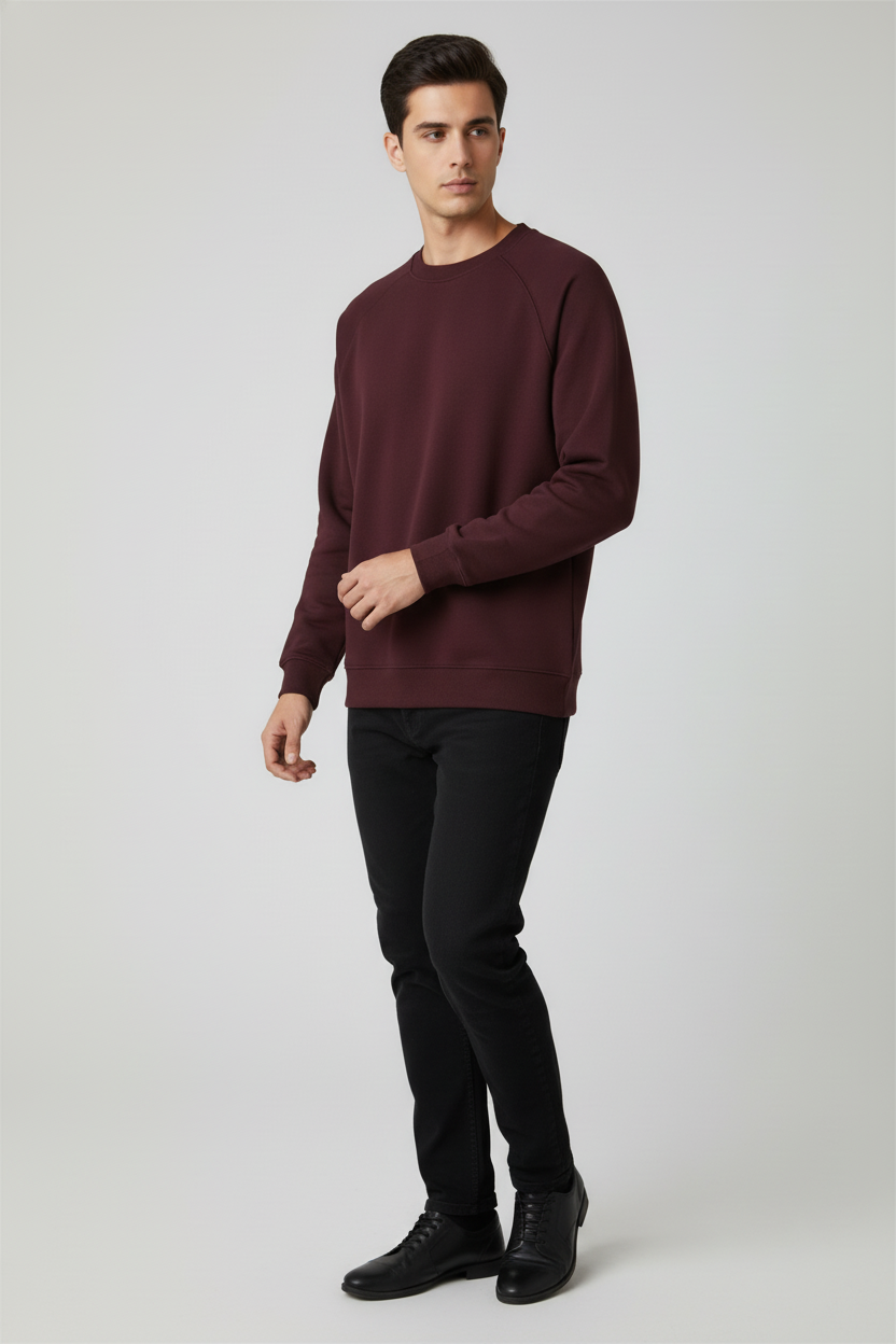 Men Regular Fit Sweatshirt Maroon