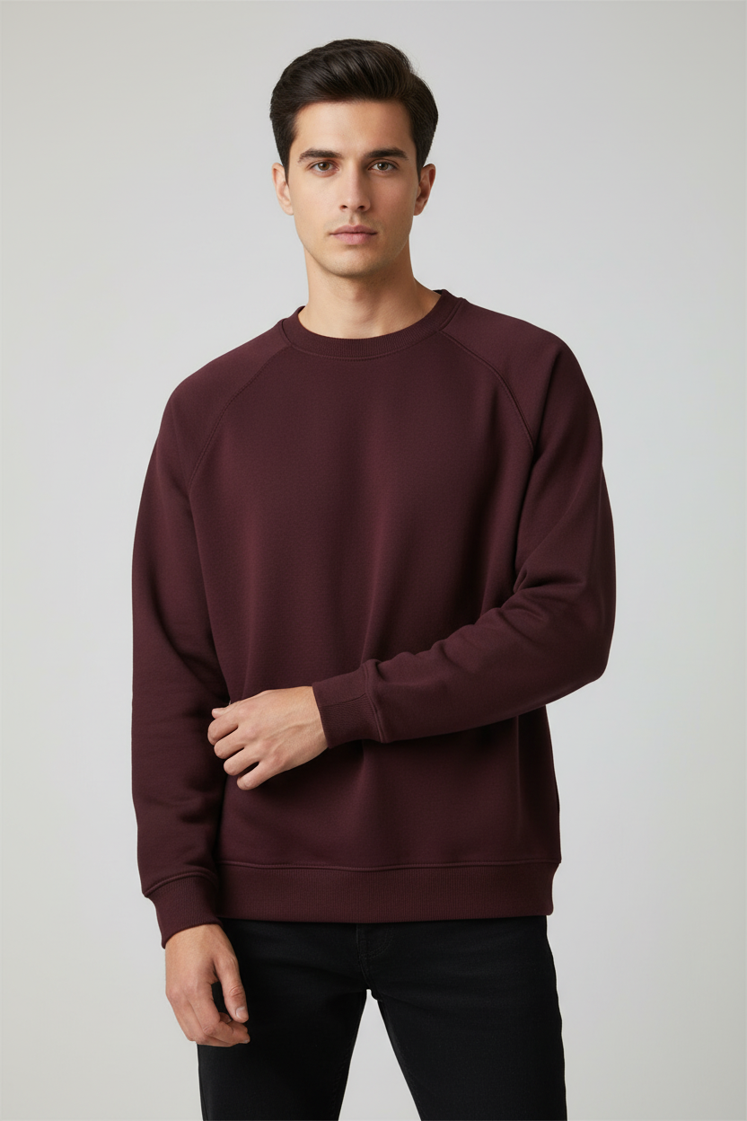 Men Regular Fit Sweatshirt Maroon