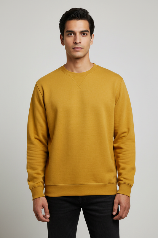 Men Regular Fit Sweatshirt Yellow