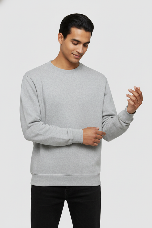 Men Regular Fit Sweatshirt Grey Melange