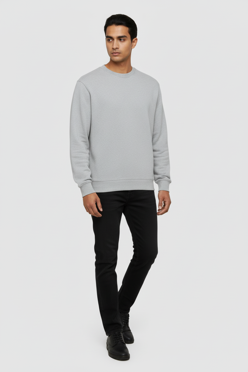 Men Regular Fit Sweatshirt Grey Melange