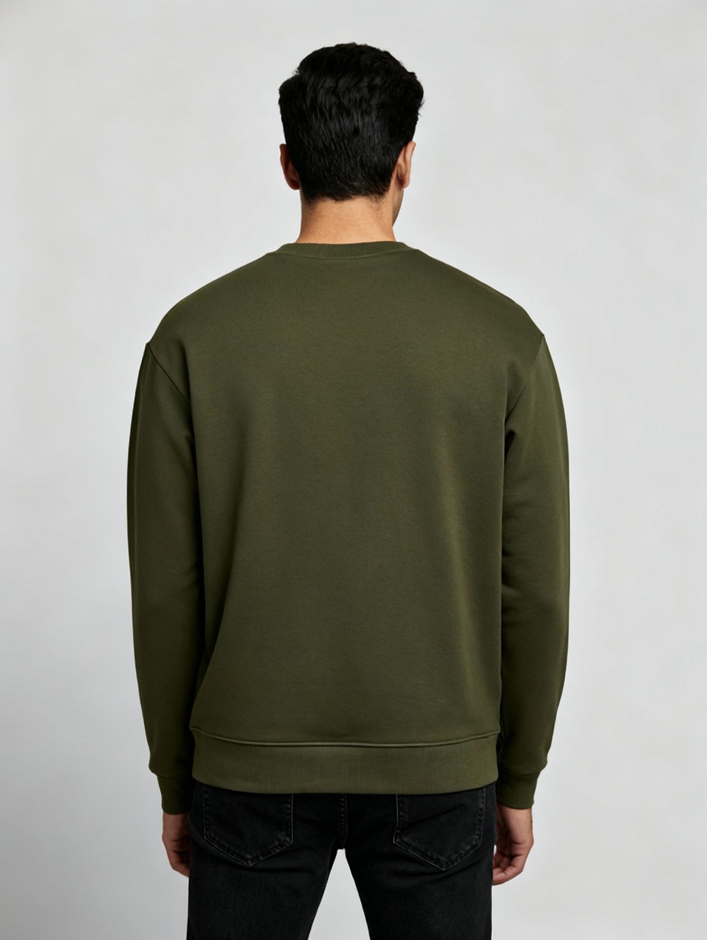 Men Regular Fit Sweatshirt Olive Green