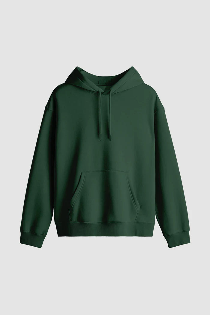 Men Regular Fit Hoodie Bottle Green
