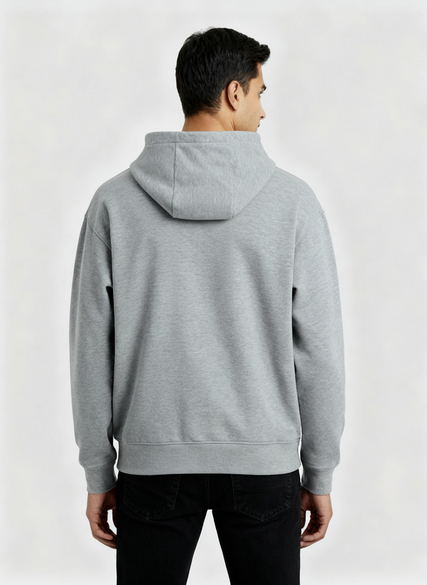 Men Regular Fit Hoodie Grey Melange