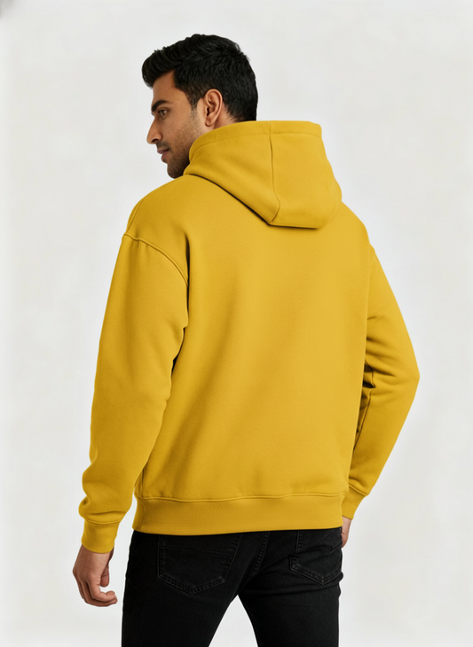 Men Regular Fit Hoodie Yellow
