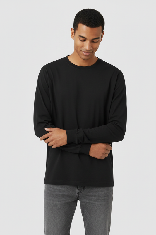 Men Regular Fit Full Sleeve T Shirt Black