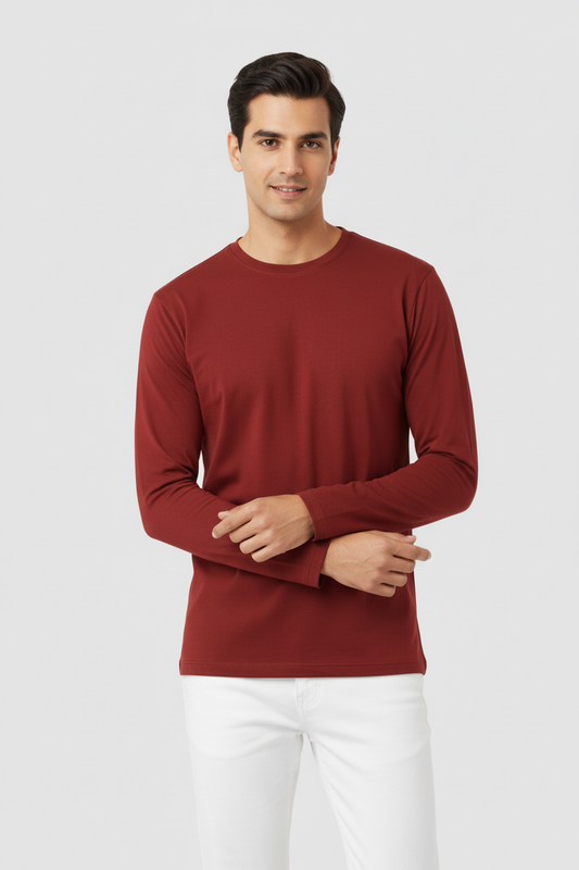 Men Regular Fit Full Sleeve T Shirt Red